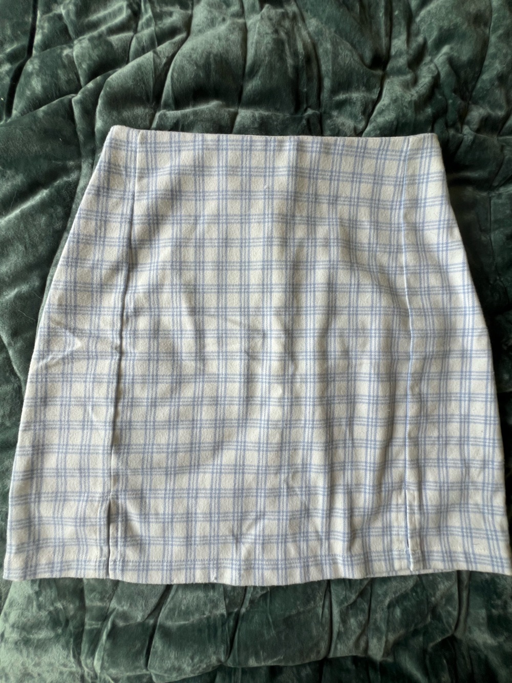 Brandy Melville White and Light Blue Plaid Pencil Skirt